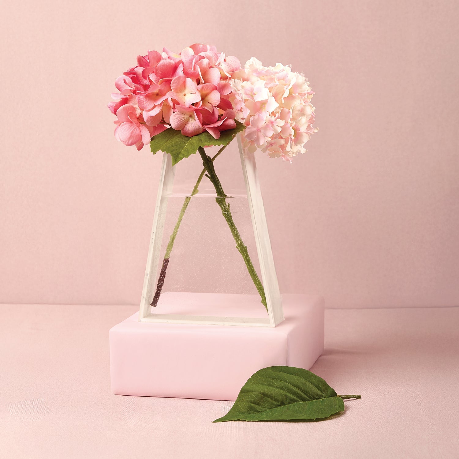 Triangle Vase — White Marble Lucite — lucite Judaica decor | Judaica Square Lakewood