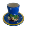 Kiddush Cup with Tray, Karshi Ceramic, Jerusalem Design, angled view