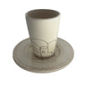 Kiddush Cup with Tray, Karshi Ceramic, Jerusalem Design, Gold, angled view