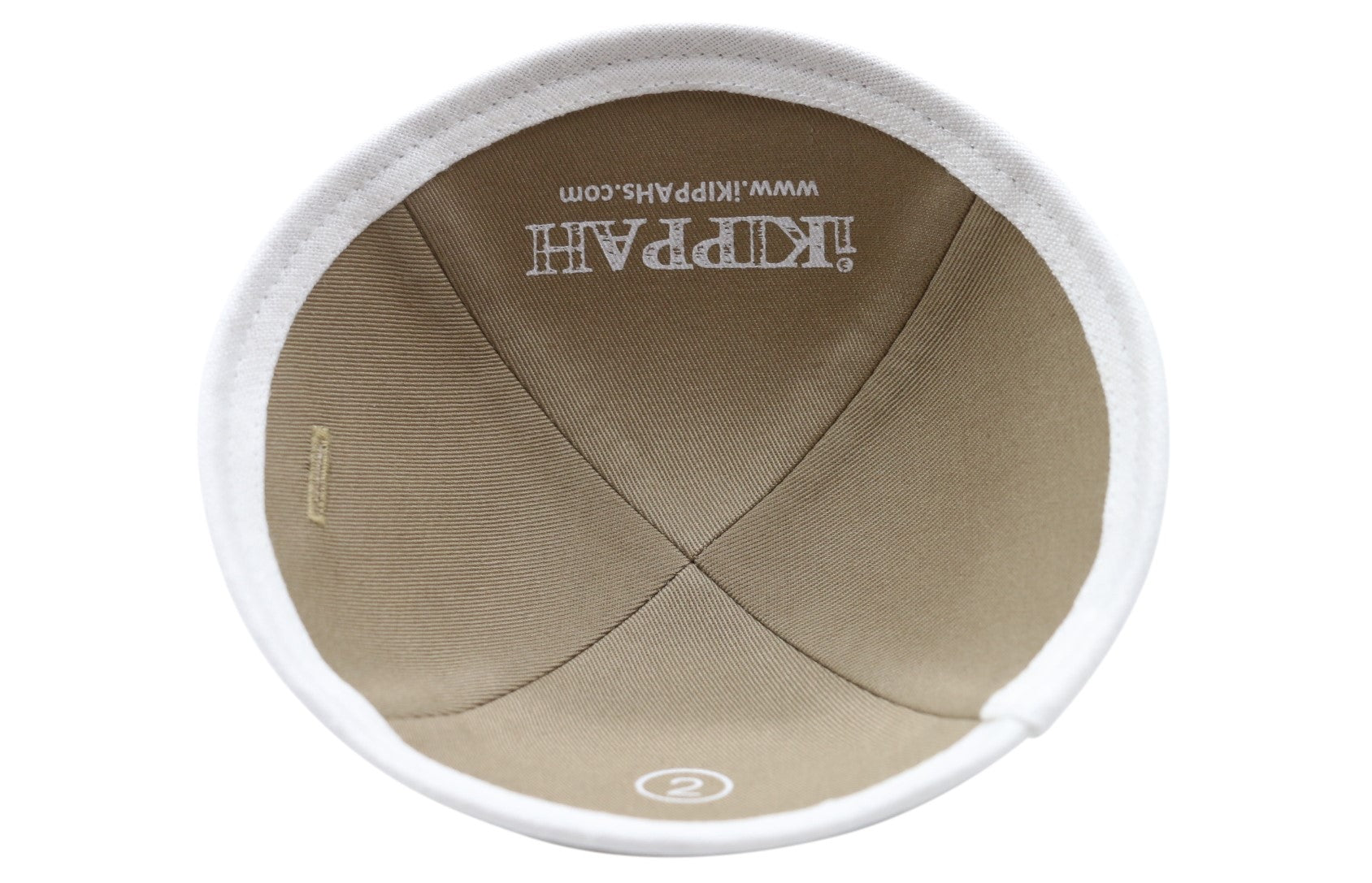 Close-up of Tan Linen Kippah rim trim detail
