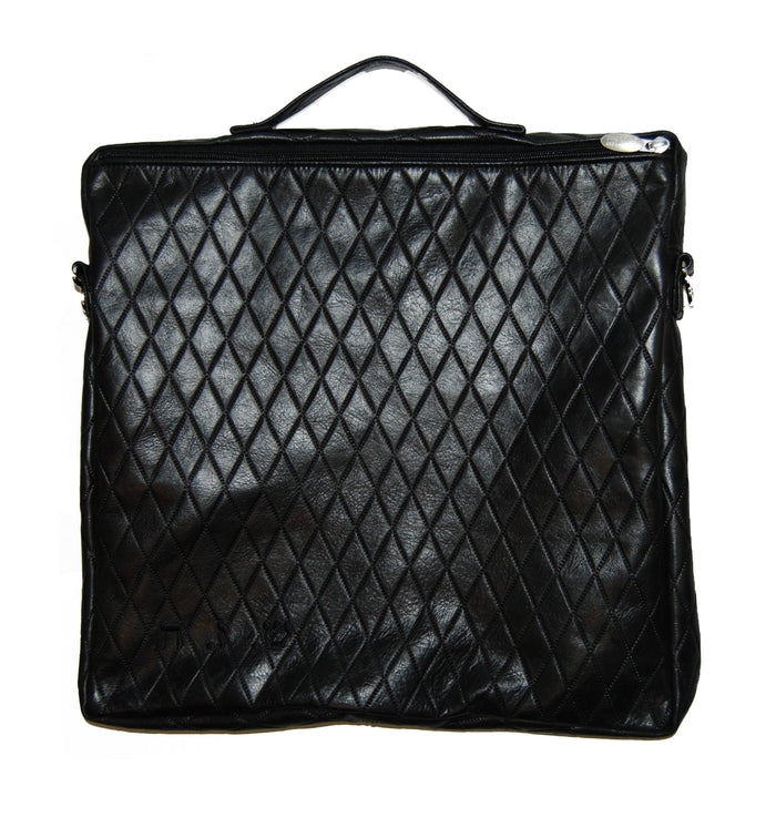 Prestige Custom Leather Tallit & Tefillin Bag — Diamond & Travel Design (1040F-BK)