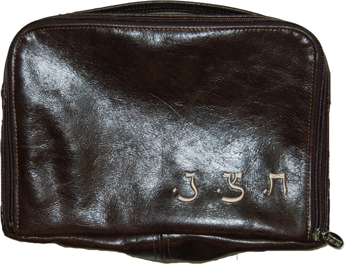 Prestige Leather Tallit & Tefillin Bag — Travel & Compact Design, Regal Collection (TB100F-BR)
