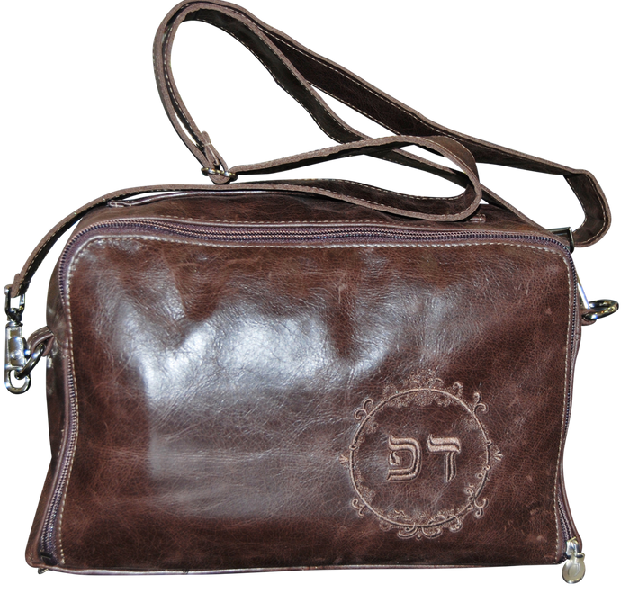 Prestige Custom Leather Tallit & Tefillin Bag — Travel & Compact Design (TB435F-BR)