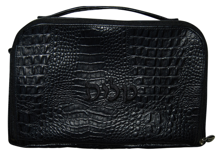 Prestige Custom Croc Tallit & Tefillin Bag — Travel & Compact Design (TB640F-BK)