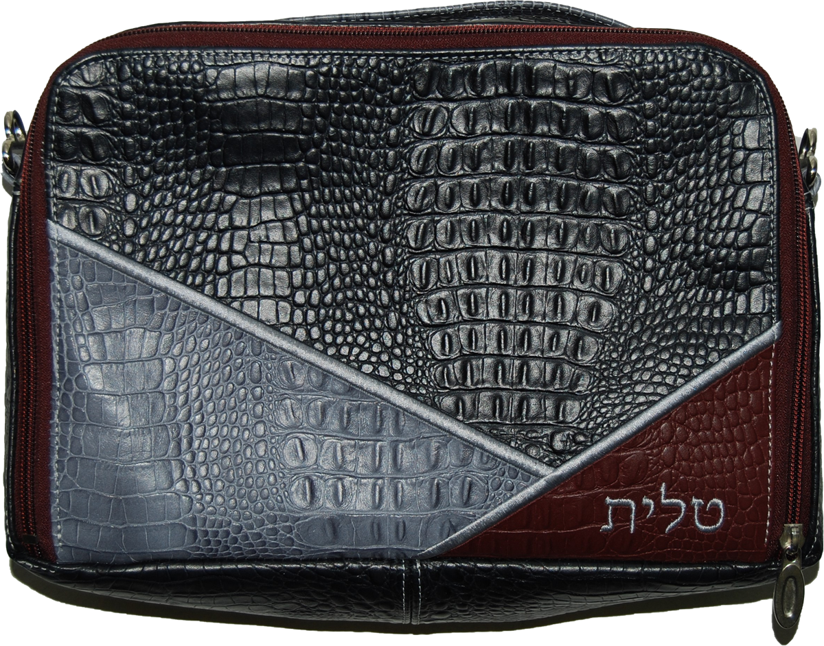 Prestige Custom Croc Tallit & Tefillin Bag — Travel & Compact Design (TB715G-BK)