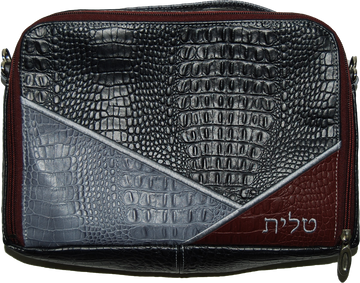 Prestige Custom Croc Tallit & Tefillin Bag — Travel & Compact Design (TB715G-BK)