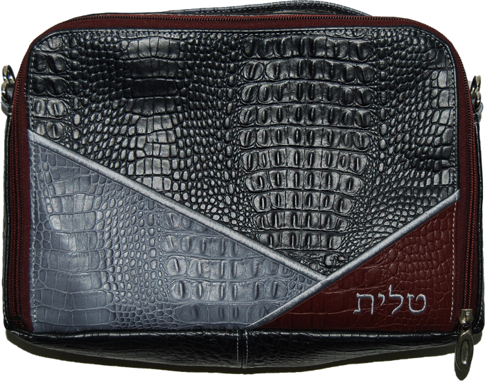Prestige Custom Croc Tallit & Tefillin Bag — Travel & Compact Design (TB715G-BK)