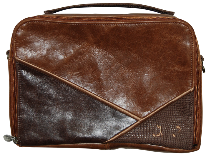 Prestige Custom Leather Tallit & Tefillin Bag — Travel & Compact Design (TB715G-BR)