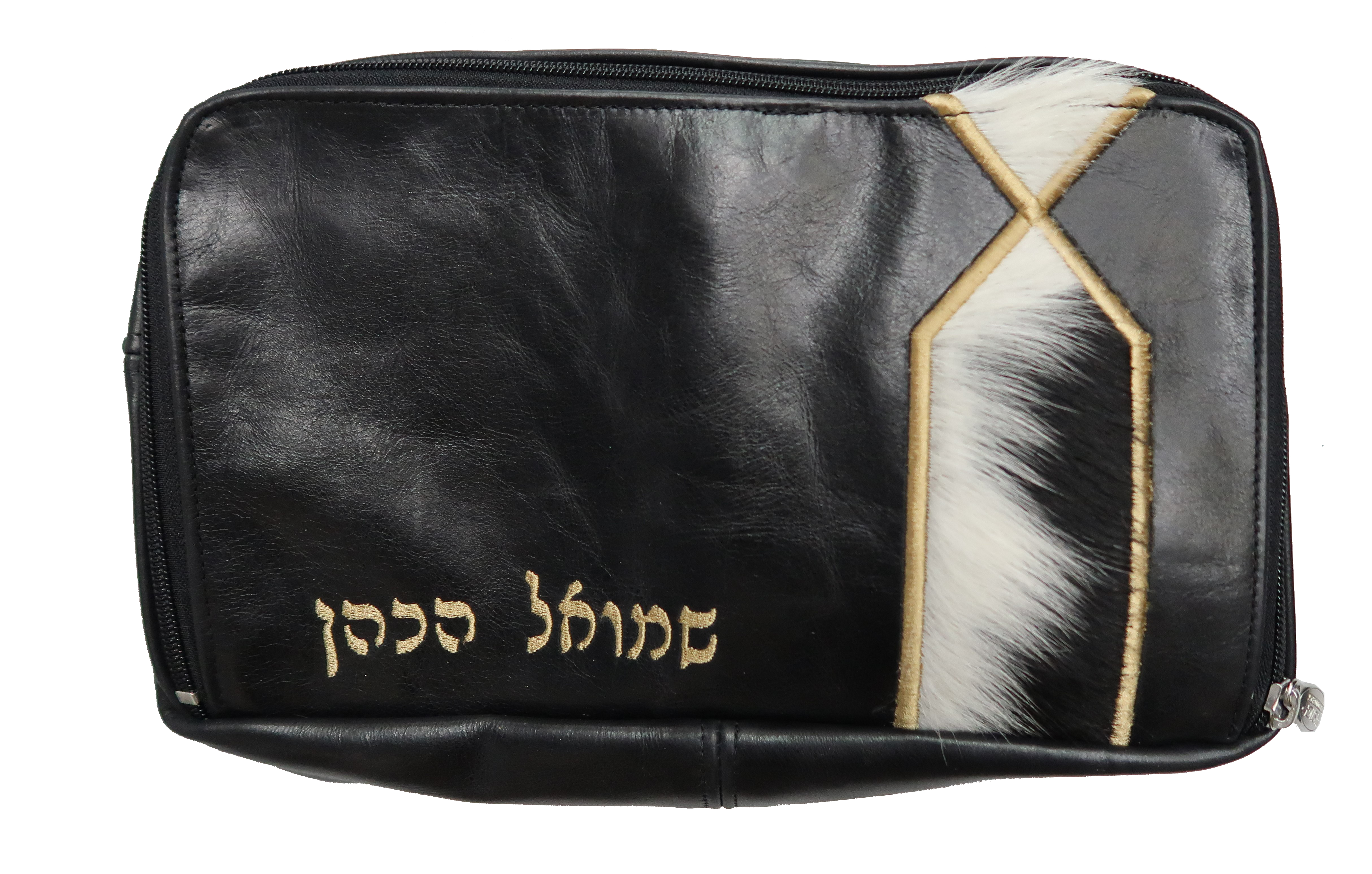 Prestige Leather Tallit & Tefillin Bag — Travel & Compact Design, Regal Collection (TB825F-BK)
