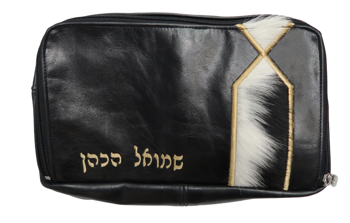 Prestige Leather Tallit & Tefillin Bag — Travel & Compact Design, Regal Collection (TB825F-BK)