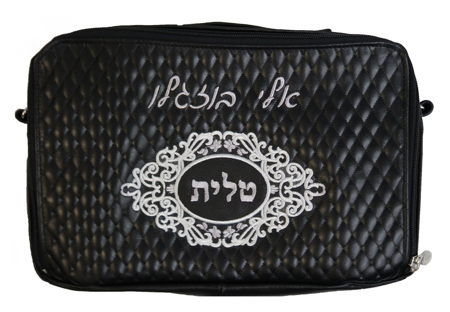 Personalization preview — Custom Leather Tallit & Tefillin Bag — Diamond & Travel Design