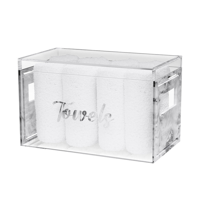 Classic Towel Box (With 8 Towels) - Grey Pearl — Acrylic — 9.5" x 5.5" x 6"