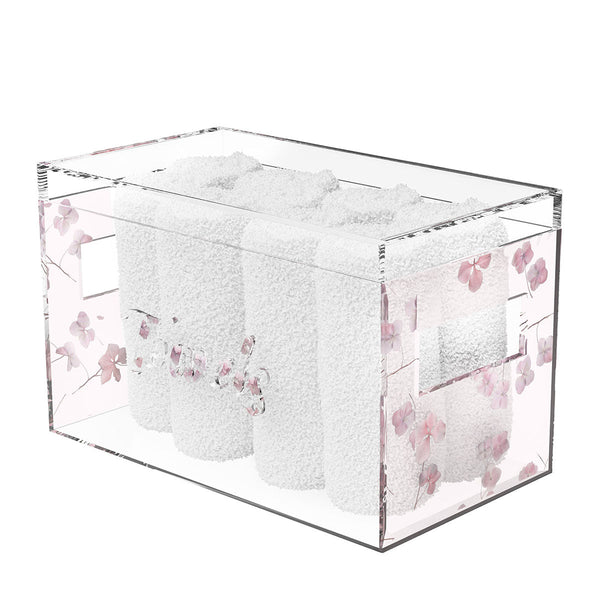 Hydrangea Towel Box — Acrylic — Acrylic Towel Holder | Judaica Square Lakewood