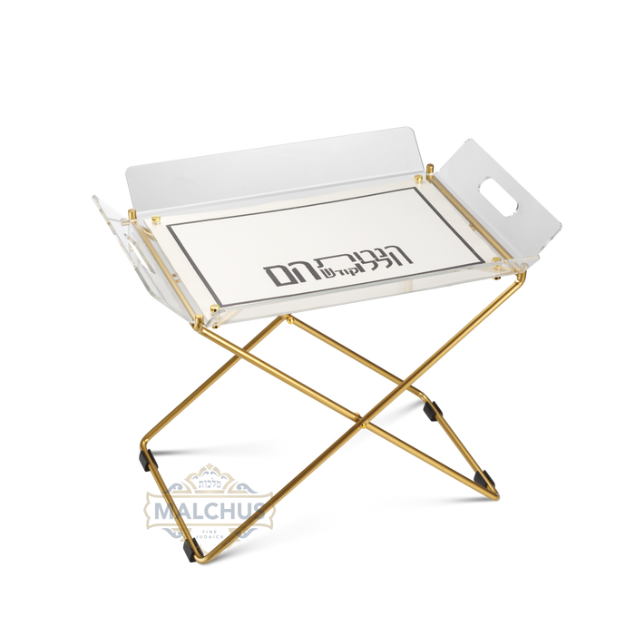 Lucite menorah table with embroidery design 415 | Judaica Square Lakewood
