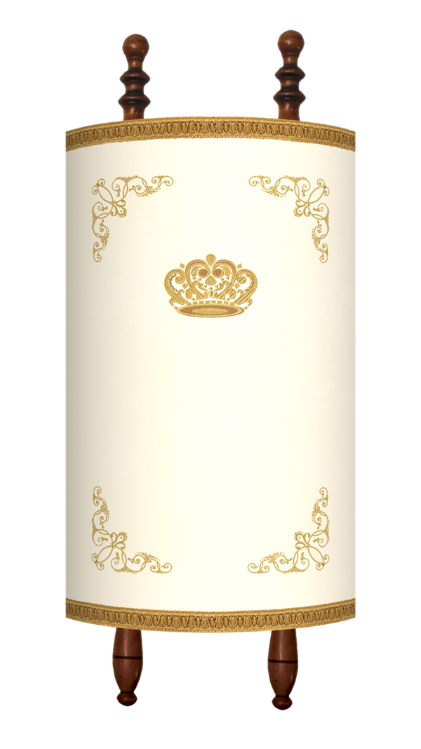 Prestige Velvet Torah Mantel — Crown Design, Prestige Collection (TM160-WH)