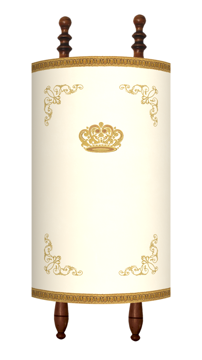 Prestige Velvet Torah Mantel — Crown Design, Prestige Collection (TM160-WH)