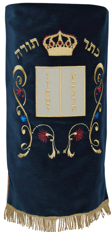 Prestige Velvet Torah Mantel — Luchos & Crown Design, Classic Collection (TM20-NV)