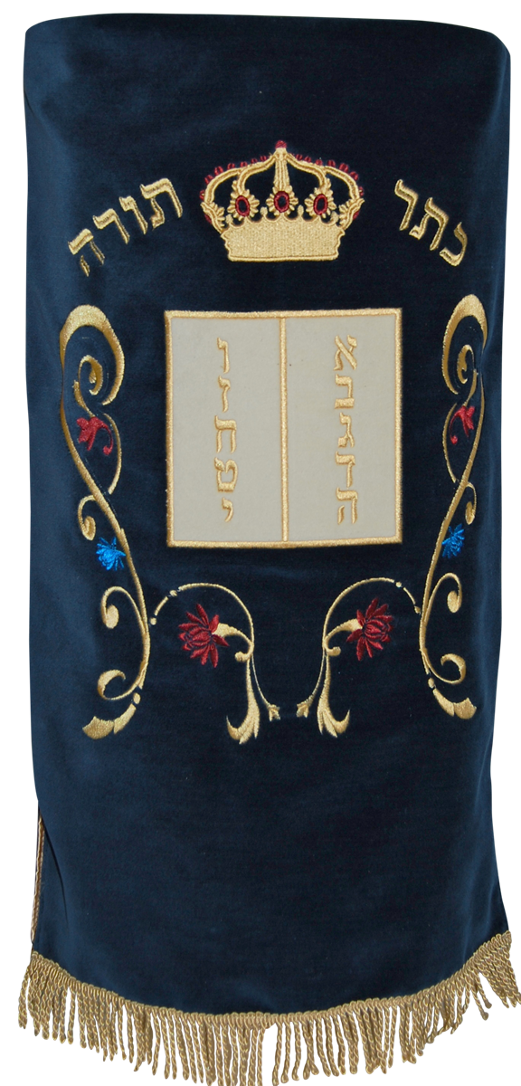 Prestige Velvet Torah Mantel — Luchos & Crown Design, Classic Collection (TM20-NV)