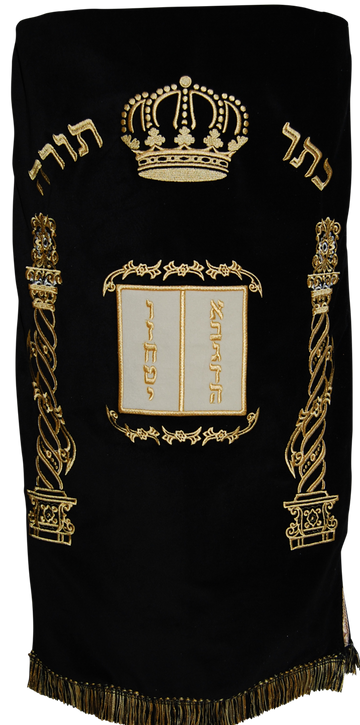 Prestige Velvet Torah Mantel — Luchos & Crown Design, Prestige Collection (TM25-BK)