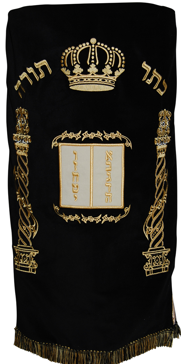 Prestige Velvet Torah Mantel — Luchos & Crown Design, Prestige Collection (TM25-BK)