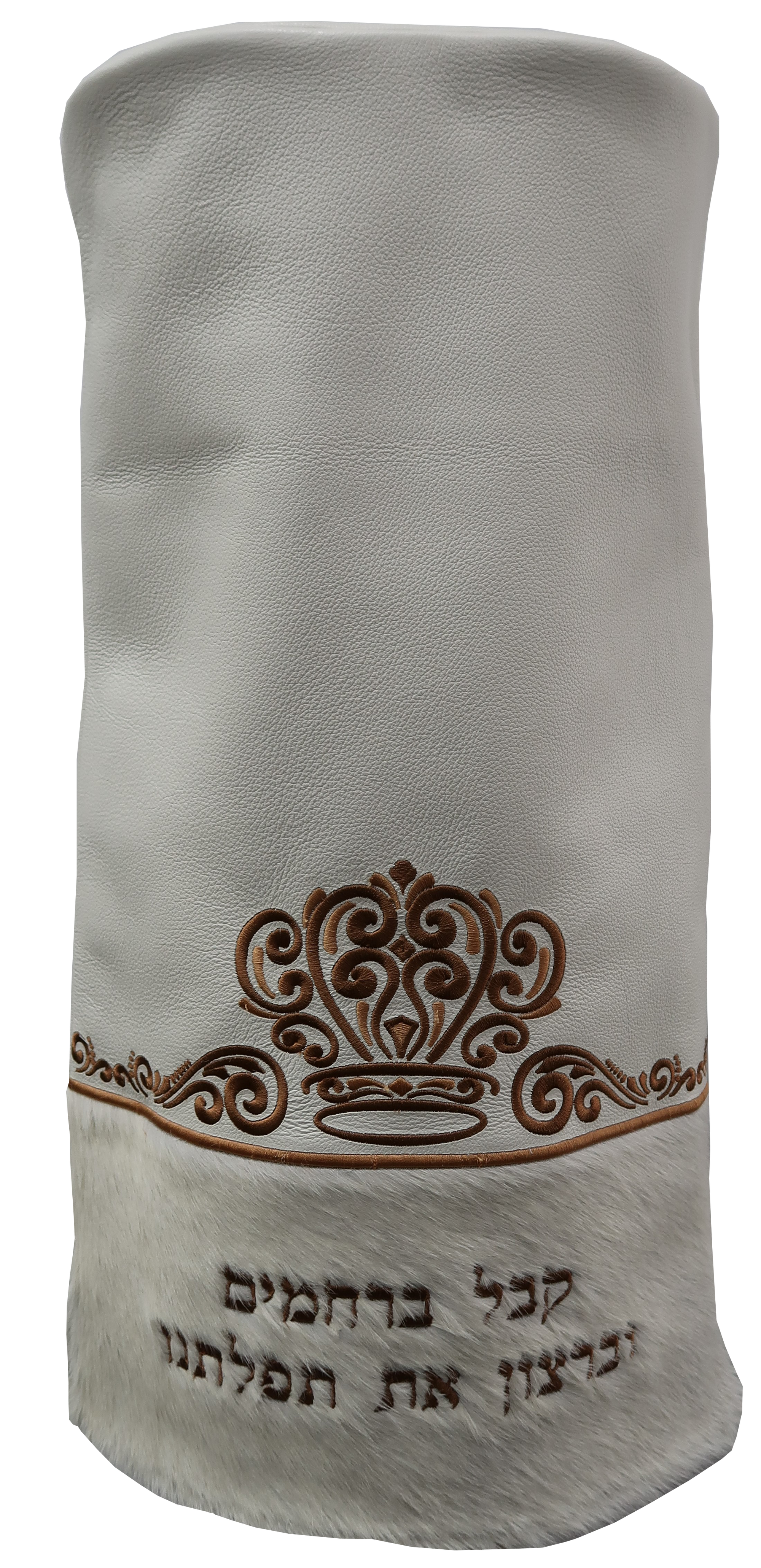 Prestige Velvet Torah Mantel — Crown Design, Prestige Collection (TM265-WH)