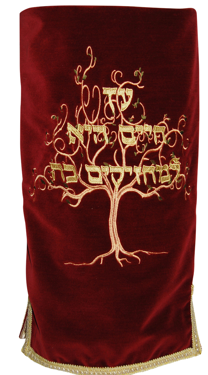 Prestige Velvet Torah Mantel — Eitz Chaim Design, Classic Collection (TM270-BG)
