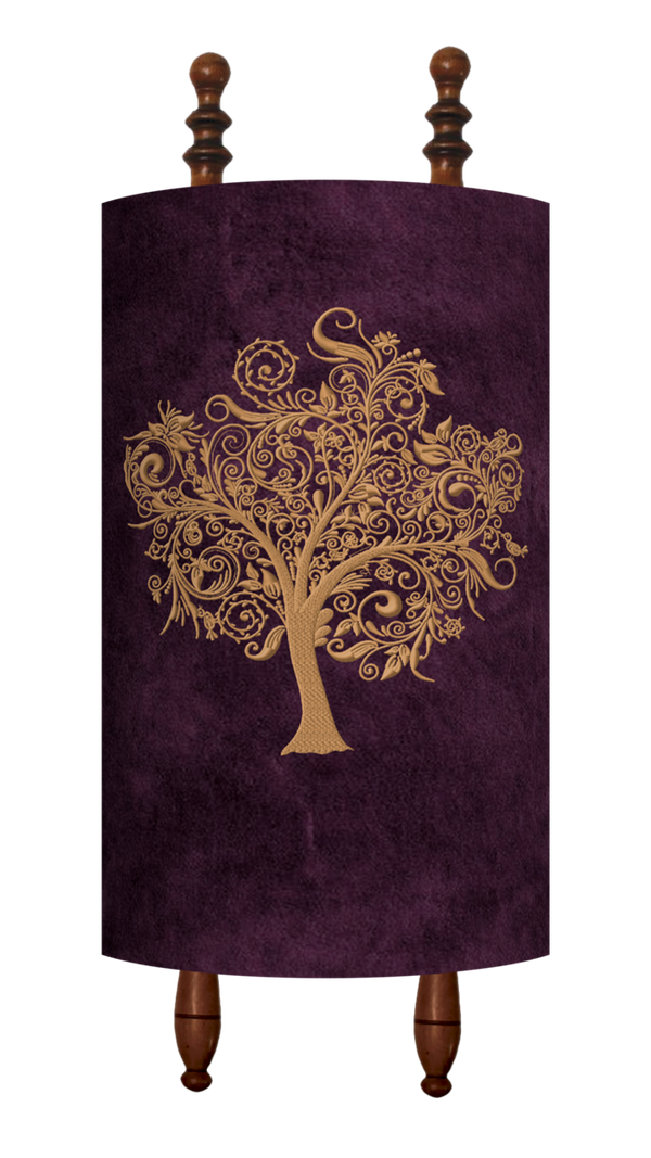 Prestige Velvet Torah Mantel — Eitz Chaim Design, Prestige Collection (TM275-Plum)