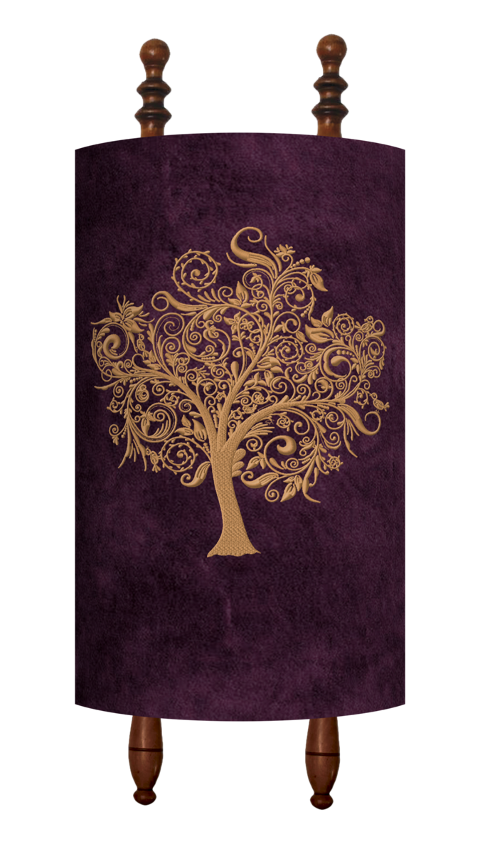 Prestige Velvet Torah Mantel — Eitz Chaim Design, Prestige Collection (TM275-Plum)