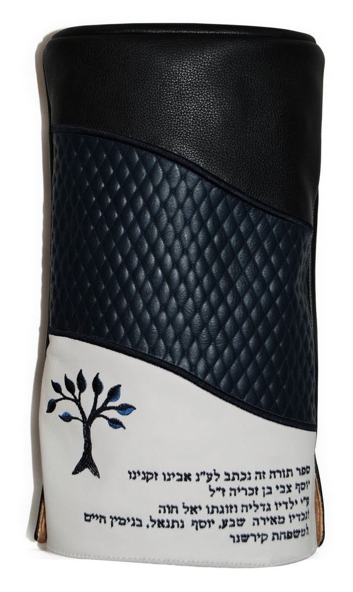 Prestige Velvet Torah Mantel — Geometric & Wave Design, Exclusive Collection (TM365-NV)