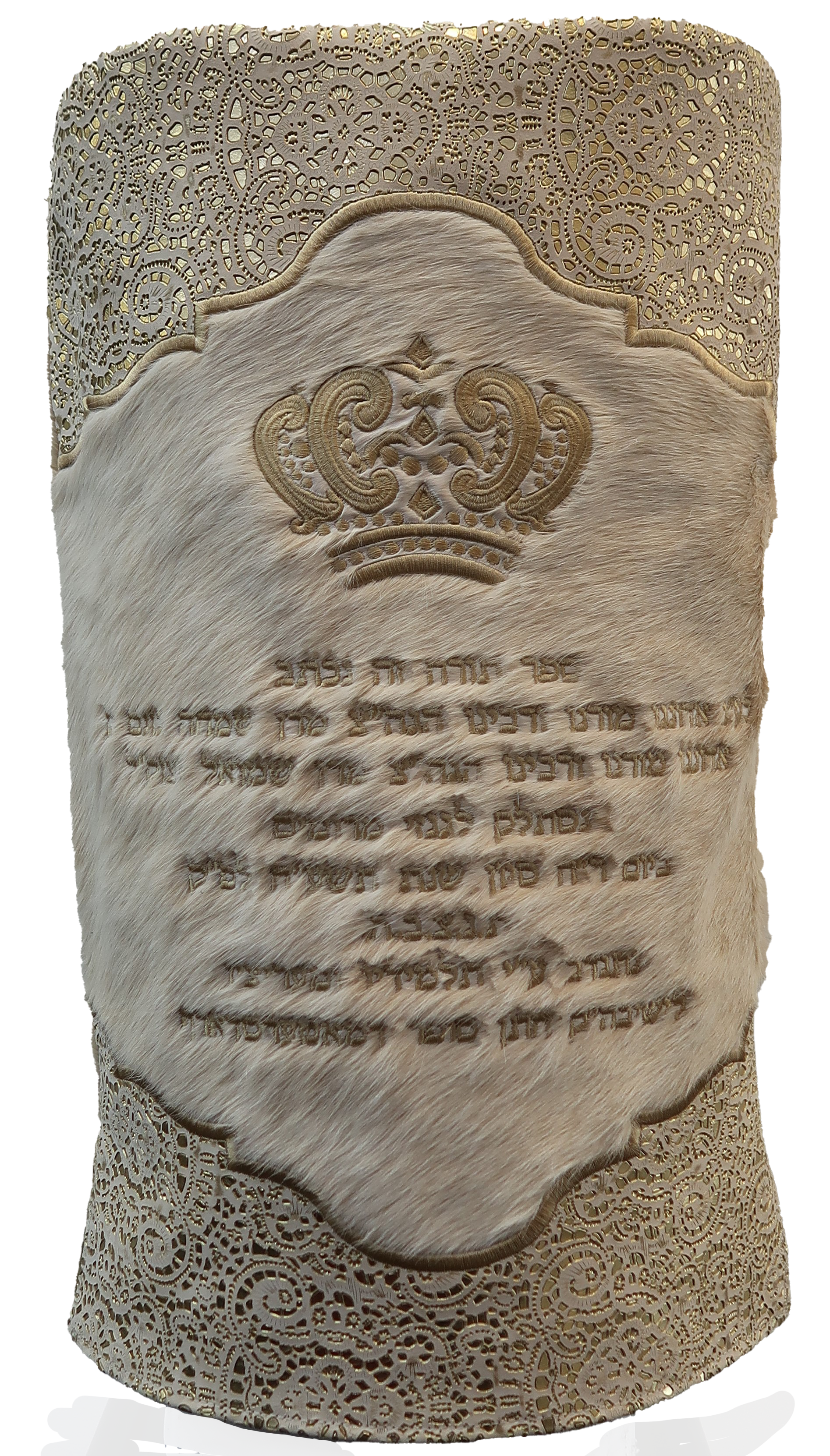 Prestige Velvet Torah Mantel — Crown Design, Exclusive Collection (TM550-BE)