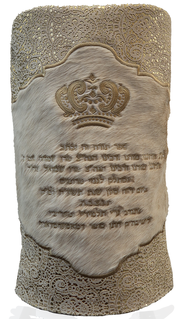 Prestige Velvet Torah Mantel — Crown Design, Exclusive Collection (TM550-BE)