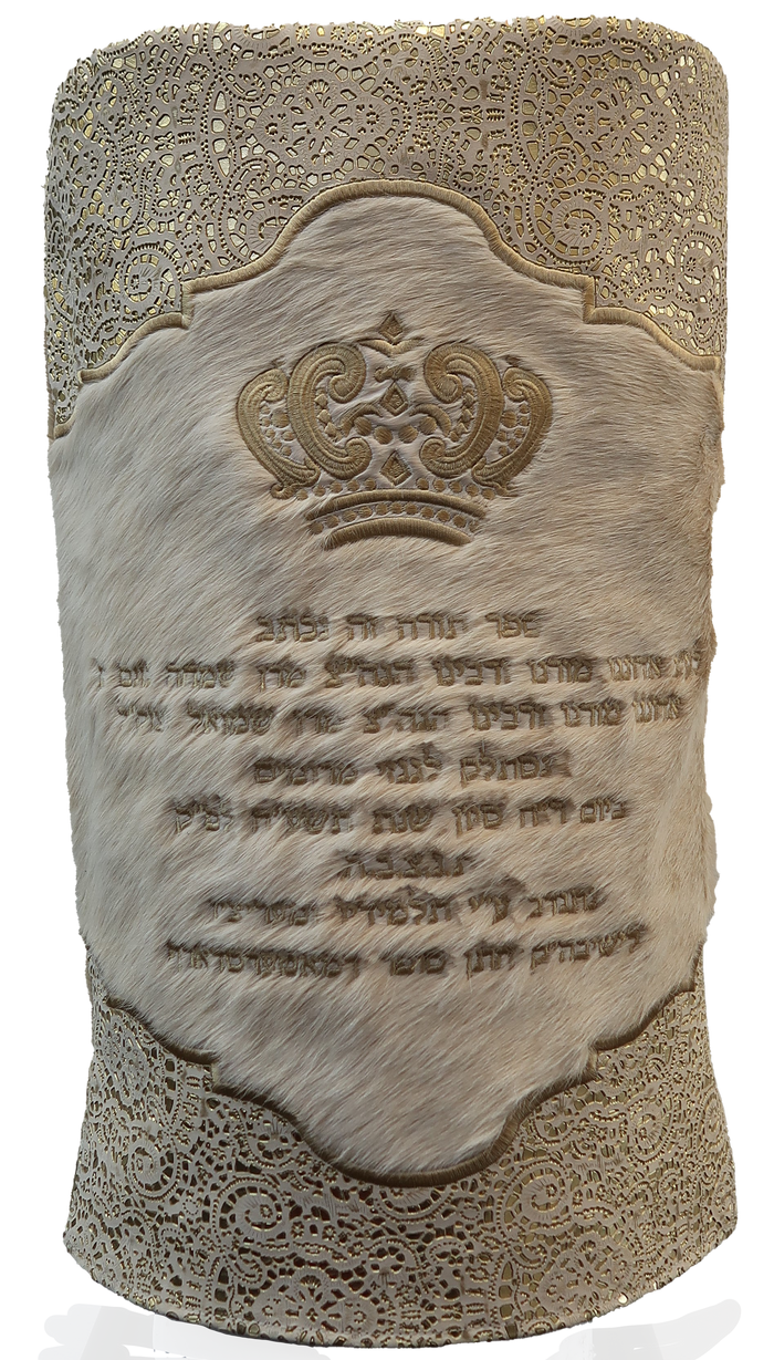 Prestige Velvet Torah Mantel — Crown Design, Exclusive Collection (TM550-BE)