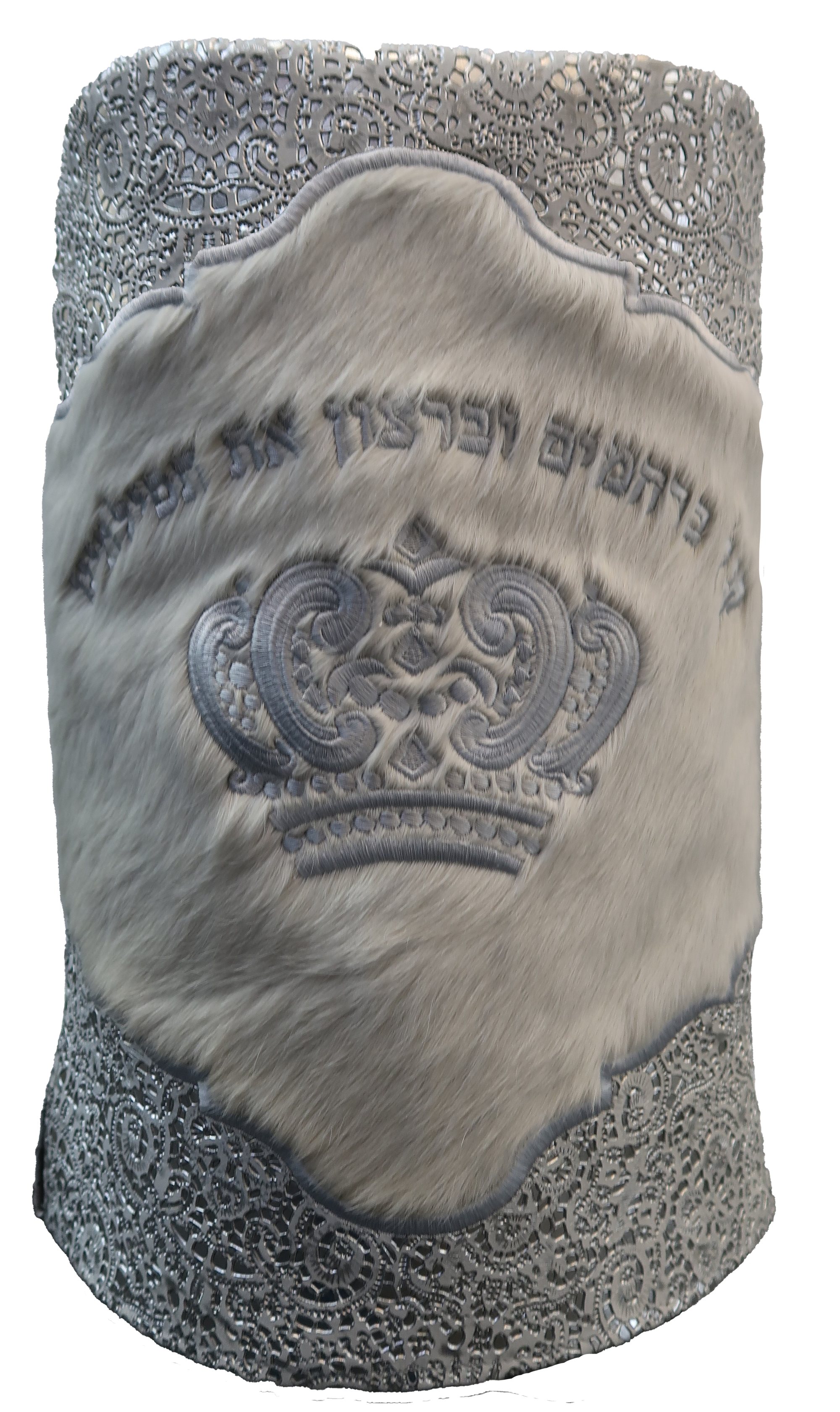 Prestige Velvet Torah Mantel — Crown Design, Exclusive Collection (TM550-WH3)