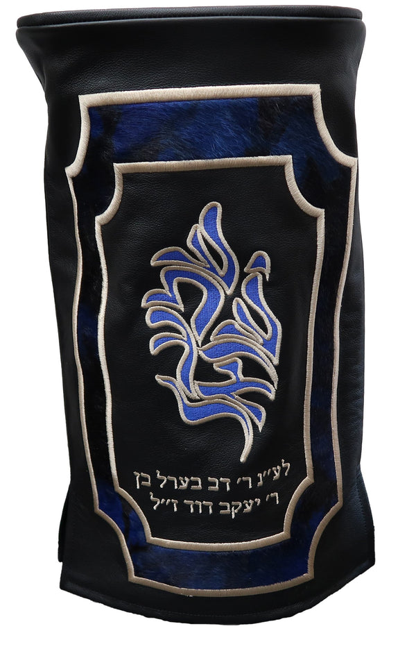 Prestige Velvet Torah Mantel — Shema & Geometric Design, Exclusive Collection (TM570-BK)