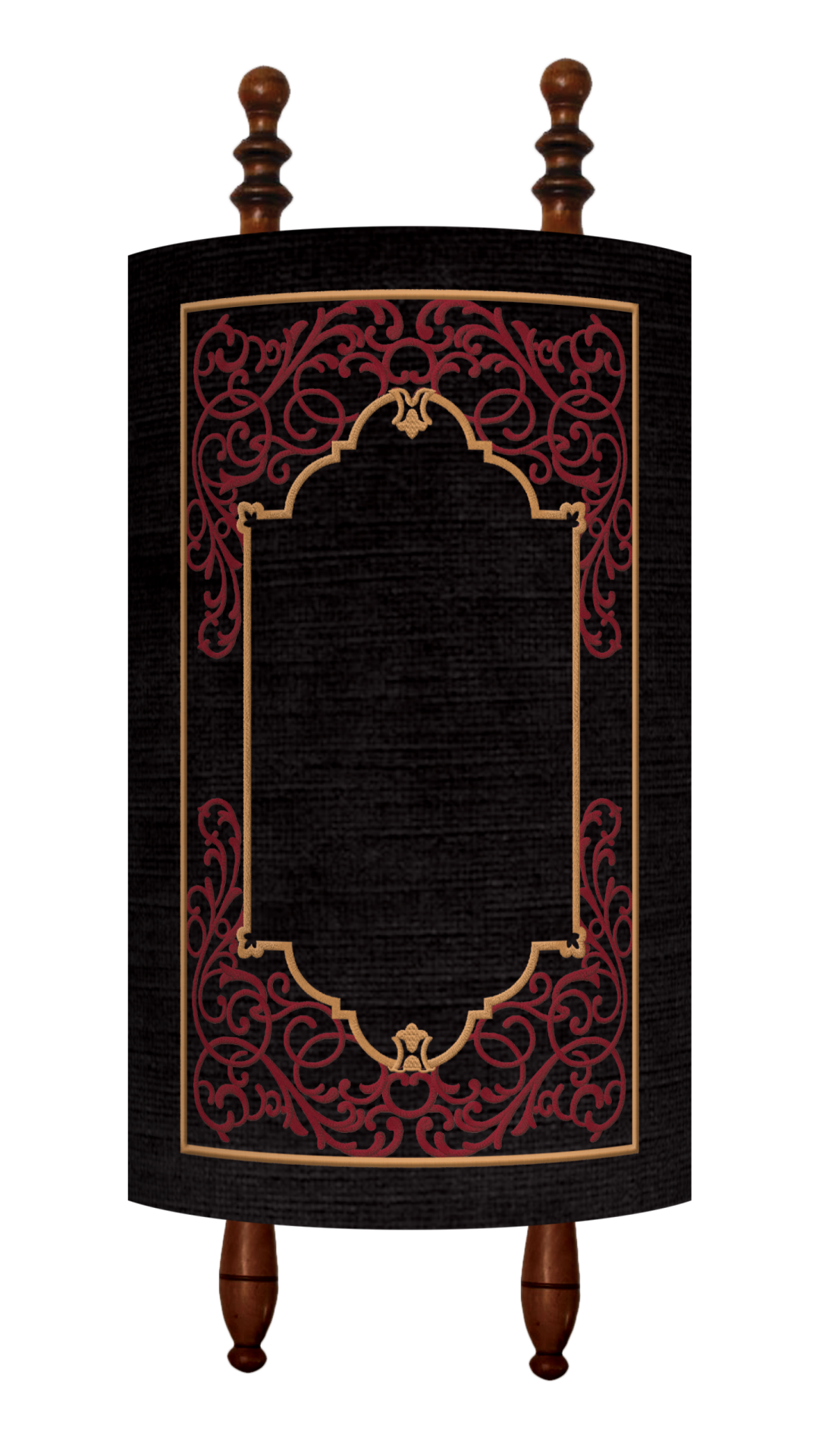 Prestige Velvet Torah Mantel — Geometric Design, Exclusive Collection (TM70-BK)