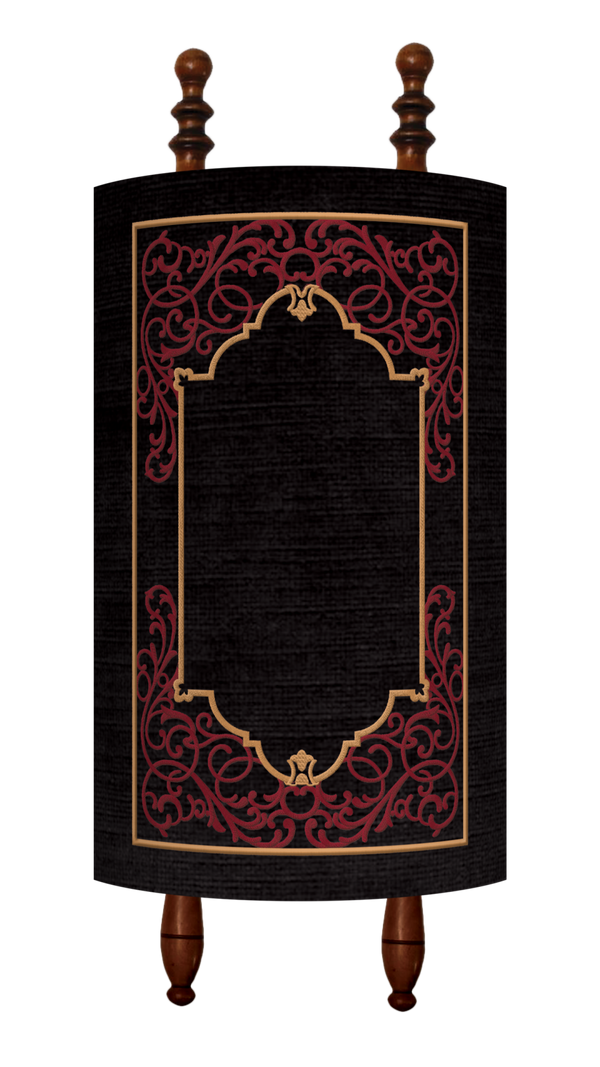 Prestige Velvet Torah Mantel — Geometric Design, Exclusive Collection (TM70-BK)