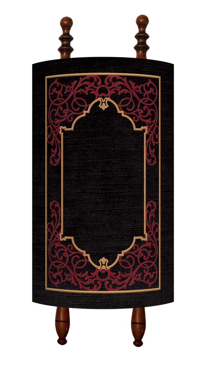 Prestige Velvet Torah Mantel — Geometric Design, Exclusive Collection (TM70-BK)