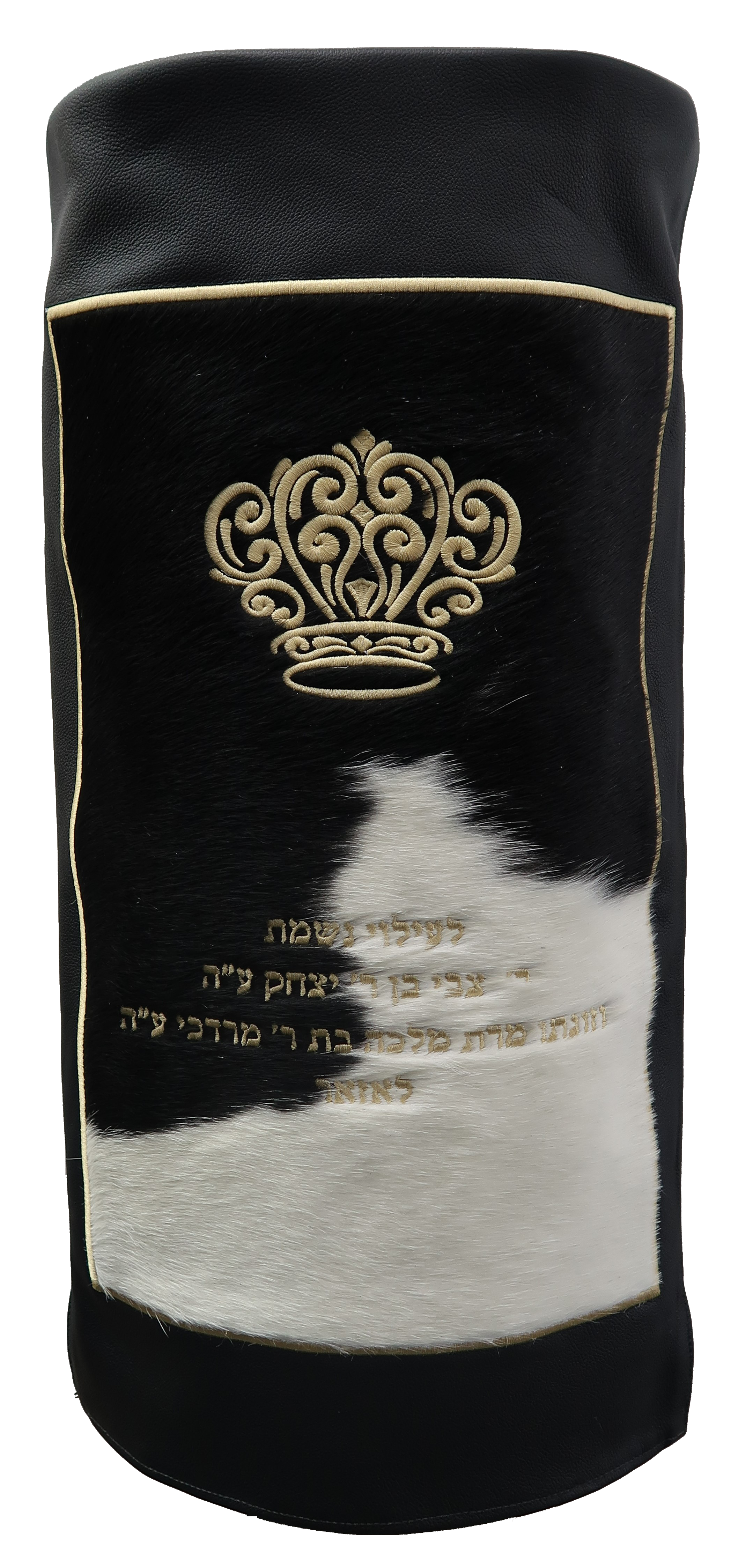 Prestige Velvet Torah Mantel — Geometric & Crown Design, Exclusive Collection (TM745-BK)