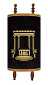 Prestige Velvet Torah Mantel — Bais Hamikdash Design, Classic Collection (TM760-BK)