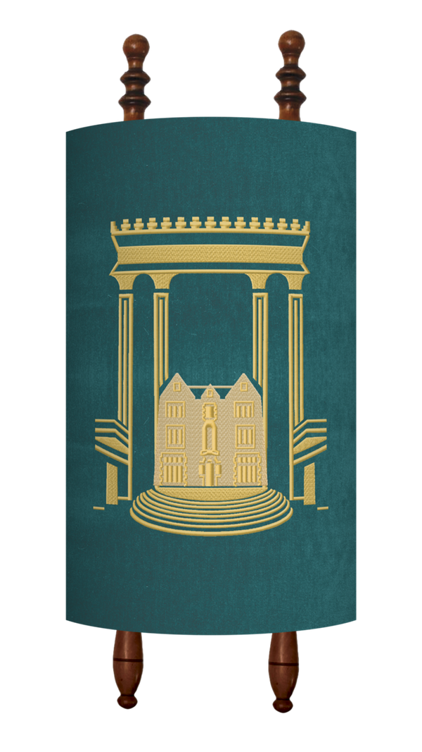 Prestige Velvet Torah Mantel — Bais Hamikdash & 770 Design, Classic Collection (TM780-TL)