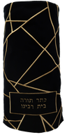 Prestige Velvet Torah Mantel — Geometric Design, Prestige Collection (TM790-BK)