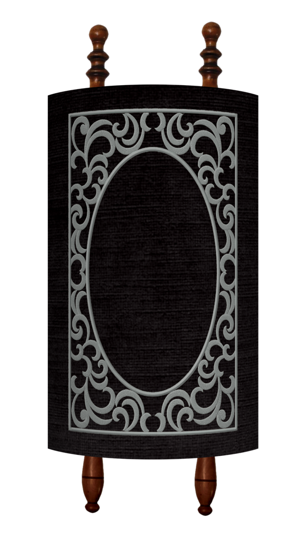 Prestige Velvet Torah Mantel — Geometric Design, Exclusive Collection (TM80-BK)