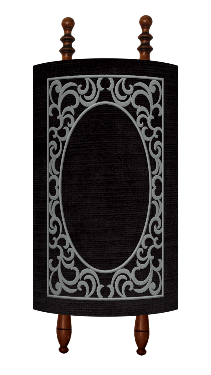 Prestige Velvet Torah Mantel — Geometric Design, Exclusive Collection (TM80-BK)