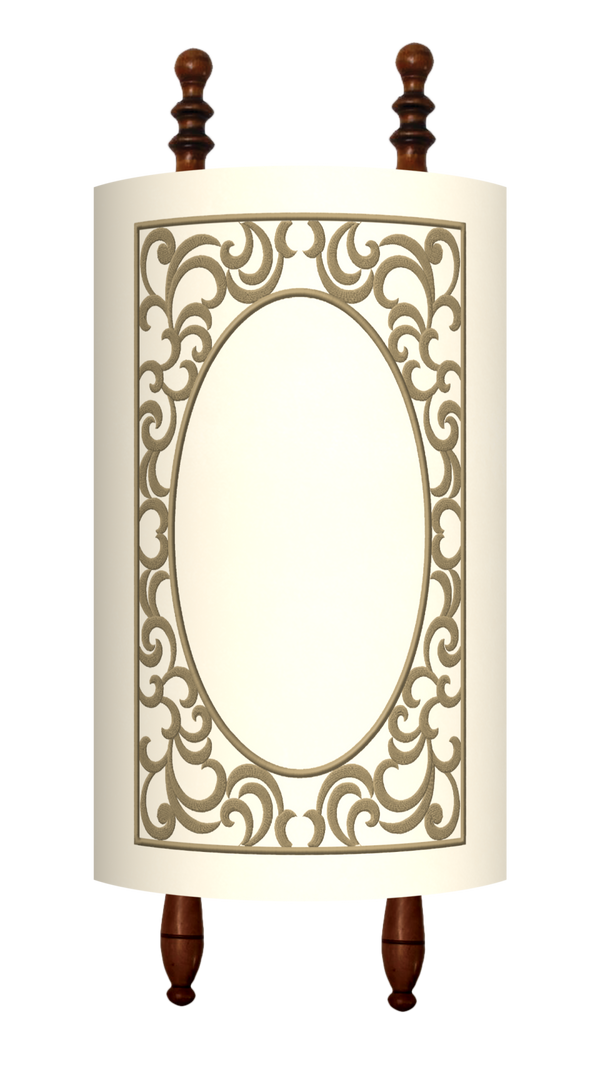 Prestige Velvet Torah Mantel — Geometric Design, Exclusive Collection (TM80-WH)