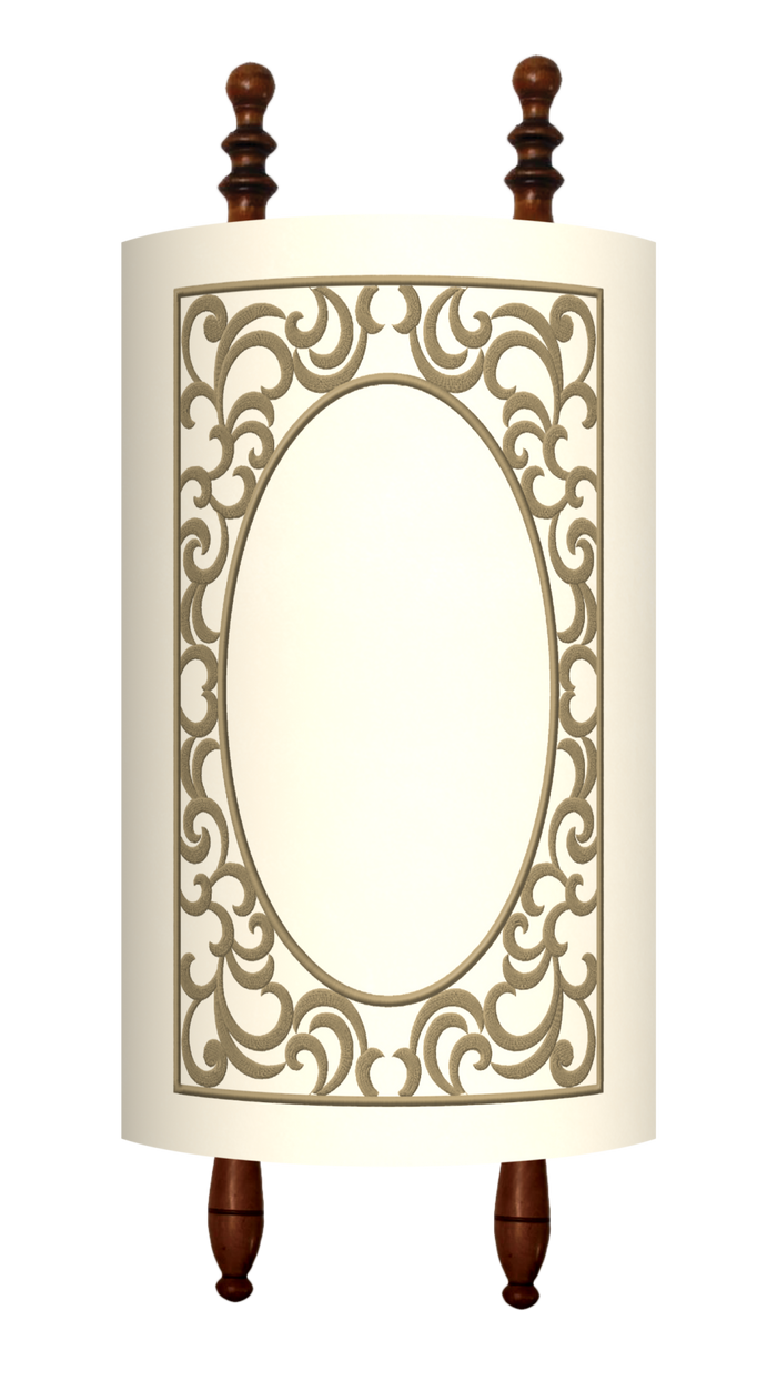 Prestige Velvet Torah Mantel — Geometric Design, Exclusive Collection (TM80-WH)