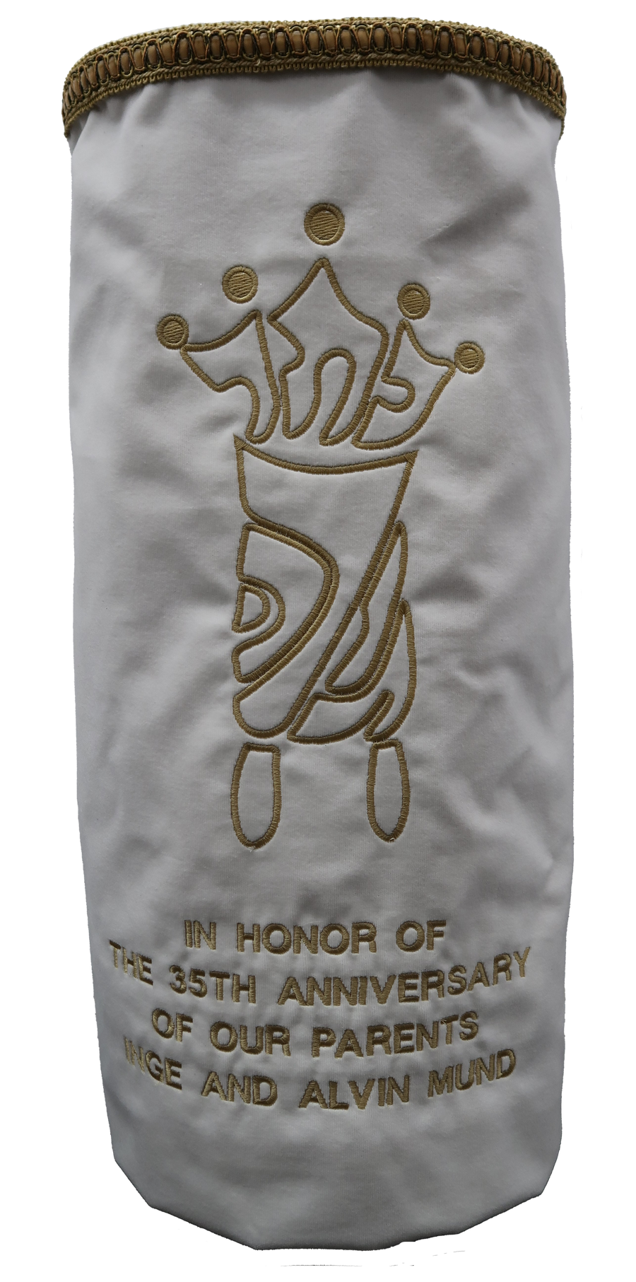 Personalization preview — Velvet Torah Mantel — Crown Design, Classic Collection