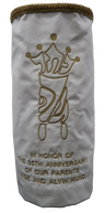 Prestige Velvet Torah Mantel — Crown Design, Classic Collection (TM850-WH)