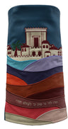 Prestige Velvet Torah Mantel — Jerusalem & Bais Hamikdash Design, Legacy Collection (TM885-TL2)