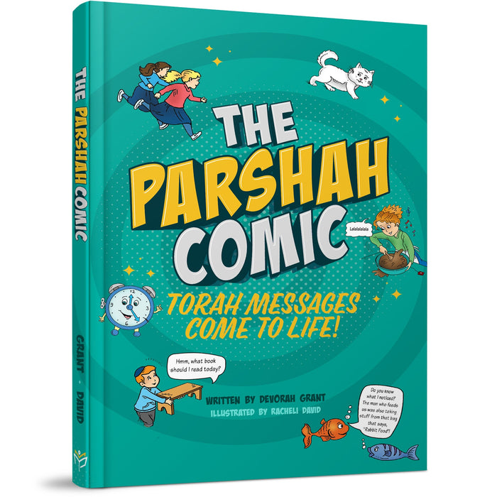 Front cover — cat and colorful title art, The Parshah Comic by Devorah Grant