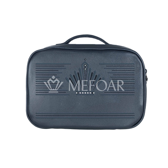 Traveling Tallis Bag Black and Navy Leather Design #494 - Tallis Bags | Judaica Square Lakewood